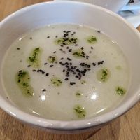 Garlic soup at Morgentau. in Barcelona