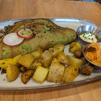 Omelette with potatoes at Morgentau. in Barcelona