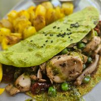 Omlette detail at Morgentau. in Barcelona