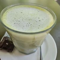 Matcha Oat Latte at Morgentau. in Barcelona