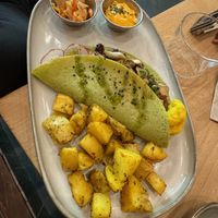 Vegan omelette  at Morgentau. in Barcelona