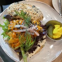 Salmon bagel  at Morgentau. in Barcelona