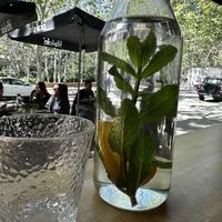 Filtered cold water with citrus and mint  at Morgentau. in Barcelona