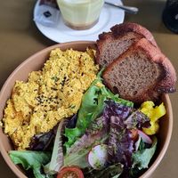 Scramble tofu at Morgentau. in Barcelona