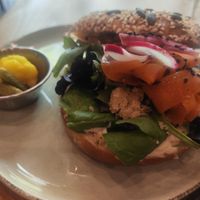Salmon bagel at Morgentau. in Barcelona