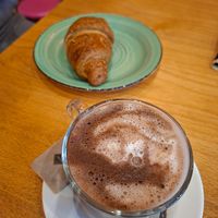 Croissant and choco latte at Morgentau. in Barcelona