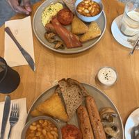 Full English breakfast plant based   at Morgentau. in Barcelona