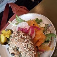 Salmon Bagel at Morgentau. in Barcelona