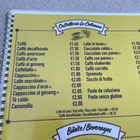 Menu  at Bar Caffetteria La Colonna in Lucca