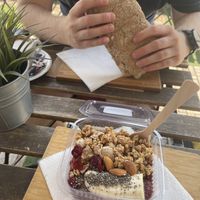 Hummus Sandwich and Choco Chia Bowl 😍 very Tasty   at Vitamince in Podgorica