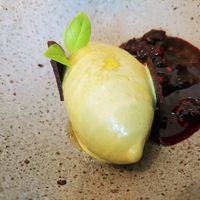 Pistachio Ice cream with 4-berries compote at Legume Seoul in Seoul