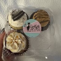 cookies and cream, some sort of coffee one, and an apple cinnamon something (i don’t remember oopsie)  at Cool Cat Cupcakes in Fredericksburg