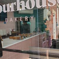 Front Door Looking In at Flourhouse Bakery at Mike & Patty's in Newton