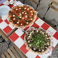 Dollop Parton (left) & Mr Mojo (right)  at Franc Jr's Famous Pizzeria in Coolangatta