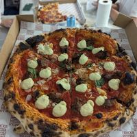 Dollop Parton sausage and basil ricotta #Veganuary at Franc Jr's Famous Pizzeria in Coolangatta