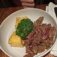 Peposo di soia con riduzione al vino rosso, broccoli e polenta at Sarma Bistrot in Arezzo