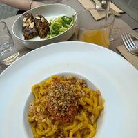 Tempeh / tomato pasta at Sarma Bistrot in Arezzo