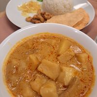 Nasi Lemak, soya slice with potato curry at Aunty Mena's in Wellington