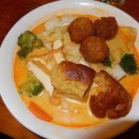 Laksa bowl with [?] at Aunty Mena's in Wellington