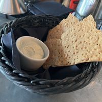 Vegan garlic dip and bread  at Brasserie Lavette in Gothenburg