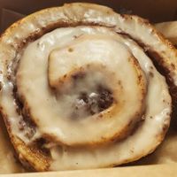 The precious cargo I carried back to the hotel (cinnamon roll) at Vegan Scoops in Orlando