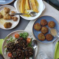 Various vegan Meze at Hamam Cafe in Rhodes