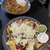 Mushroom stroganoff and nachos  at The Manor in St Bees