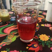 Agua de Jamaica con guayaba #Veganuary at The Veggie House in Mexico City
