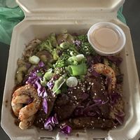 2 protein plate (shrimp & impossible)  at Hippie Hibachi in Decatur