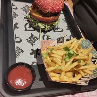 Burger and fries at Vegan Junk Food Bar -  L'Eixample in Barcelona