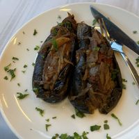 filled aubergine   at Check-In Restaurant in Gjirokaster