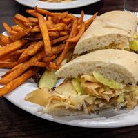 Cuban sandwich with sweet potato fries at The Chicago Diner - Logan Square in Chicago