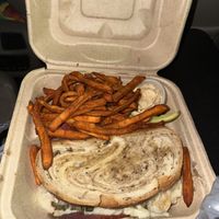 Vegan Radical Reuben with sweet potato fries   at The Chicago Diner - Logan Square in Chicago