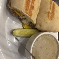 cuban sandwich + mashed potatoes! at The Chicago Diner - Logan Square in Chicago