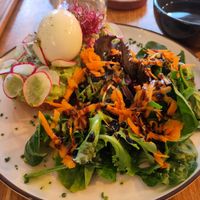 Avocado Toast with Green Salad (dont mind the Egg) at Cavoua Coffee Spot in Saint-malo