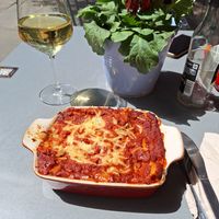 vegan lasagna at Lasagneria in Prague