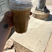 Iced oat milk latte  at Doughbird in Moab