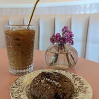 cold brew and salted chocolate chip cookie at Coffee and Plants  in Los Angeles