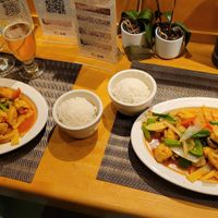 What we got after ordering two different dishes at Sushi Thai Garden in Saratoga Springs