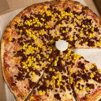 vegan cheese pizza with soyrizo and corn  at Lili's Place in Bethany Beach