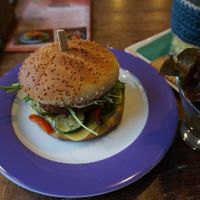 Toscana Burger w/Small Salad at Savory in Frankfurt