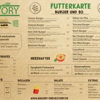 Speisekarte  at Savory in Frankfurt