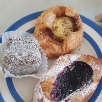 Custard and blueberry Danish, Lamington at 123V Bakery in London