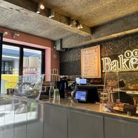 display and menu (standard milk is oat)  at 123V Bakery in London