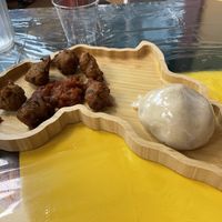 Black eyed pea fritters & ugali  at Yagg Sii Tenn Authentic African Cuisine in Apex