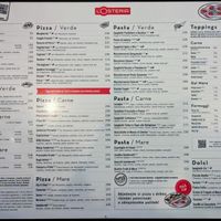 Menu page at L'Osteria at L'Osteria in Prague