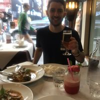 Vegan panang curry front left, bf with his barramundi curry back left at Thai Pothong in Newtown