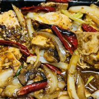 Mongolian vegan chicken  at Crazy Pepper in San Francisco