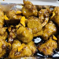 Vegan orange chicken  at Crazy Pepper in San Francisco