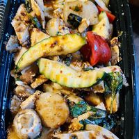 Meatless basil 🌿 chicken  at Crazy Pepper in San Francisco